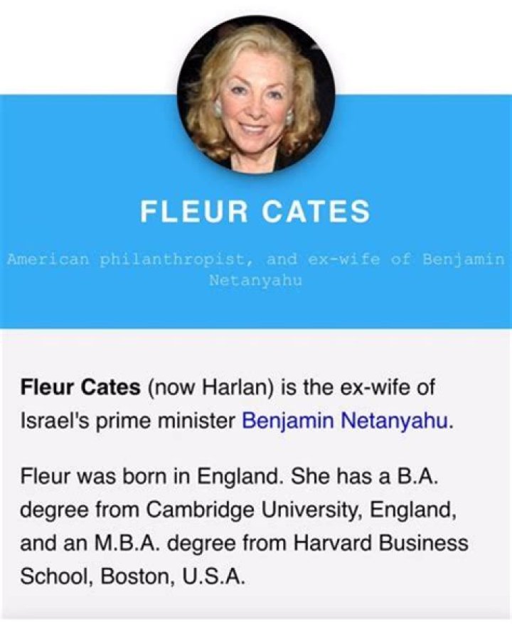 Fleur Cates Wikipedia: Meet Benjamin Netanyahu’s Ex-Wife